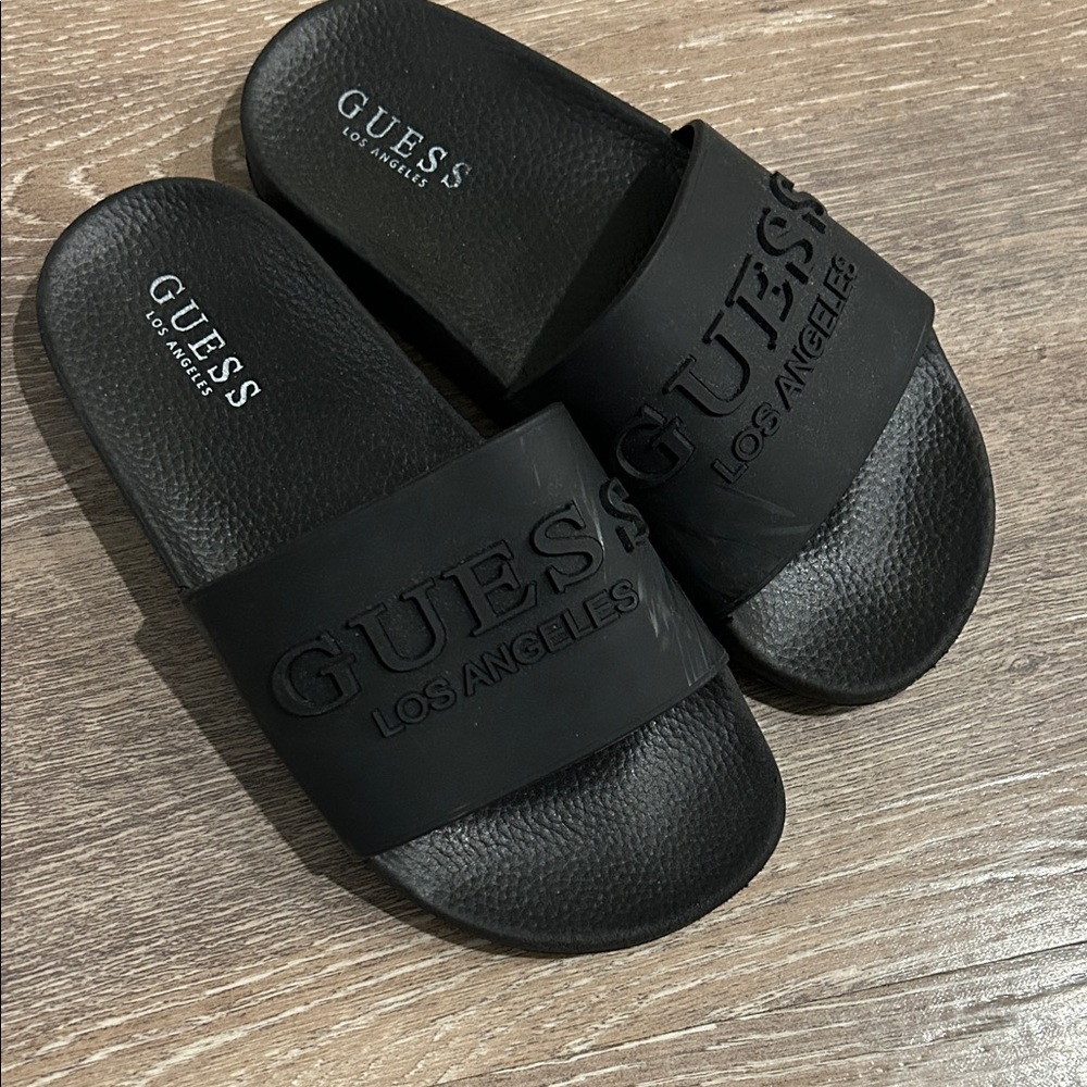 GUESS Black Logo Slide Sandals
